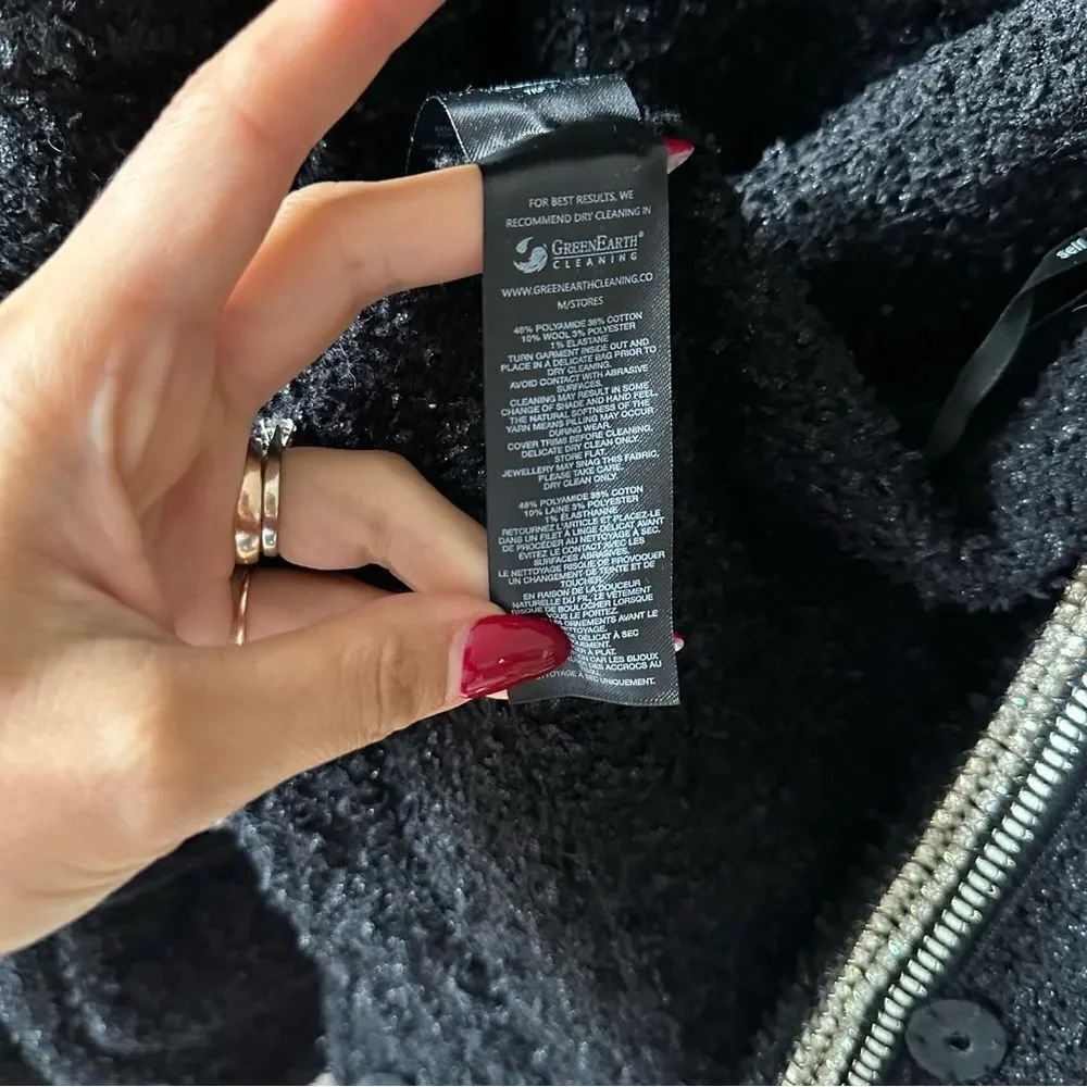 SELF-PORTRAIT Black Tape Knit Crystal-Embellished Bouclé Cardigan